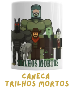 Caneca gamer com ilustração do Trilhos Mortos – produto oficial do LexGam3s
