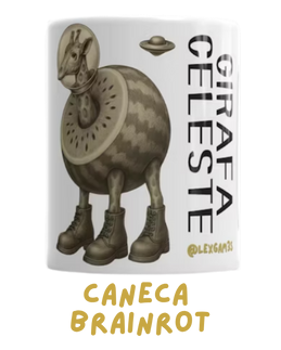 Caneca com arte da Girafa Celeste Brainrot – coleção gamer LexGam3s